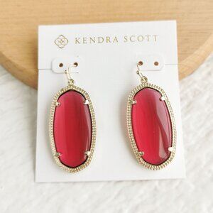 Kendra Scott Elle Berry red glass Drop Earrings Gold